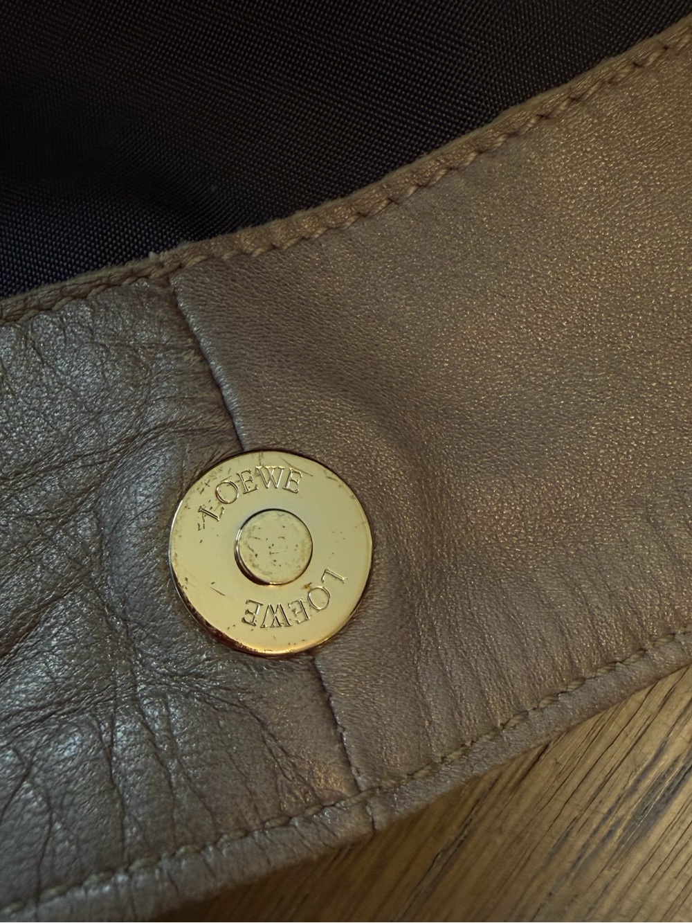 Loewe Taupe Leather Shoulder Bag with Embossed Anagram - Picture 7 of 12
